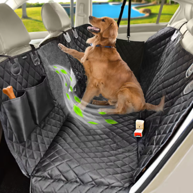 Waterproof dog hammock for car back seat with mesh viewing window and side flaps