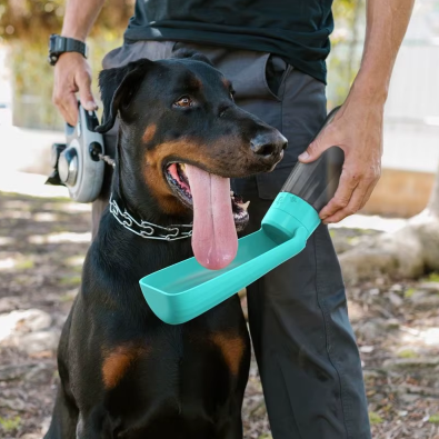 One-hand operation dog water dispenser ideal for hiking and travel
