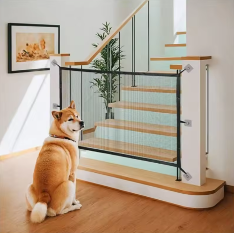 Sturdy indoor dog safety gate extendable pet barrier for home